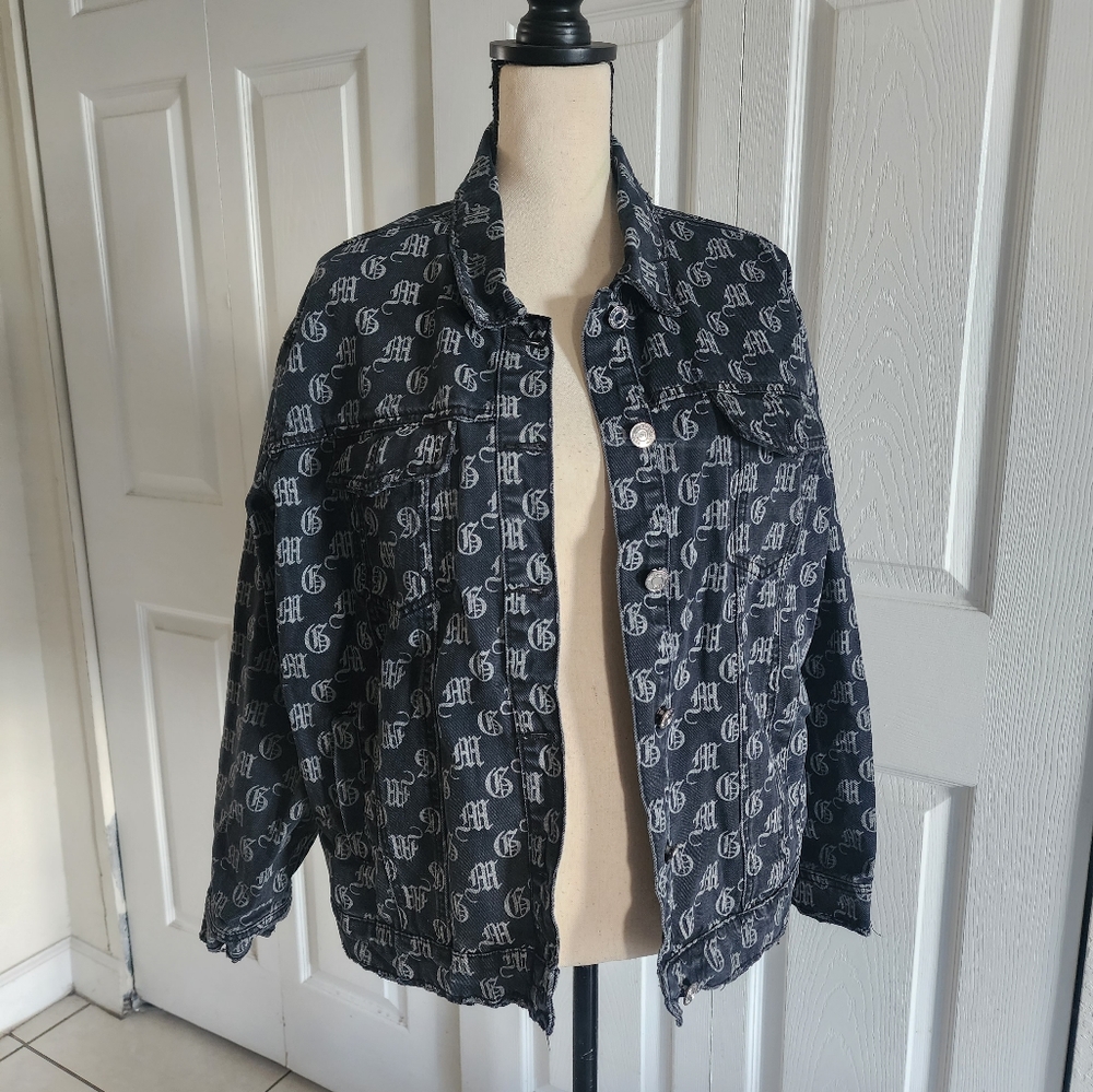 Missguided Denim Monogram Jacket - image 1